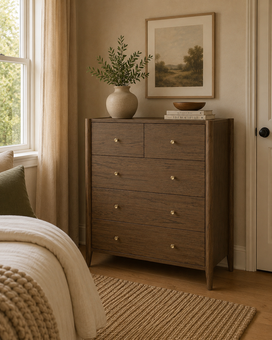 Paris Five Drawer Chest - Dark Oak