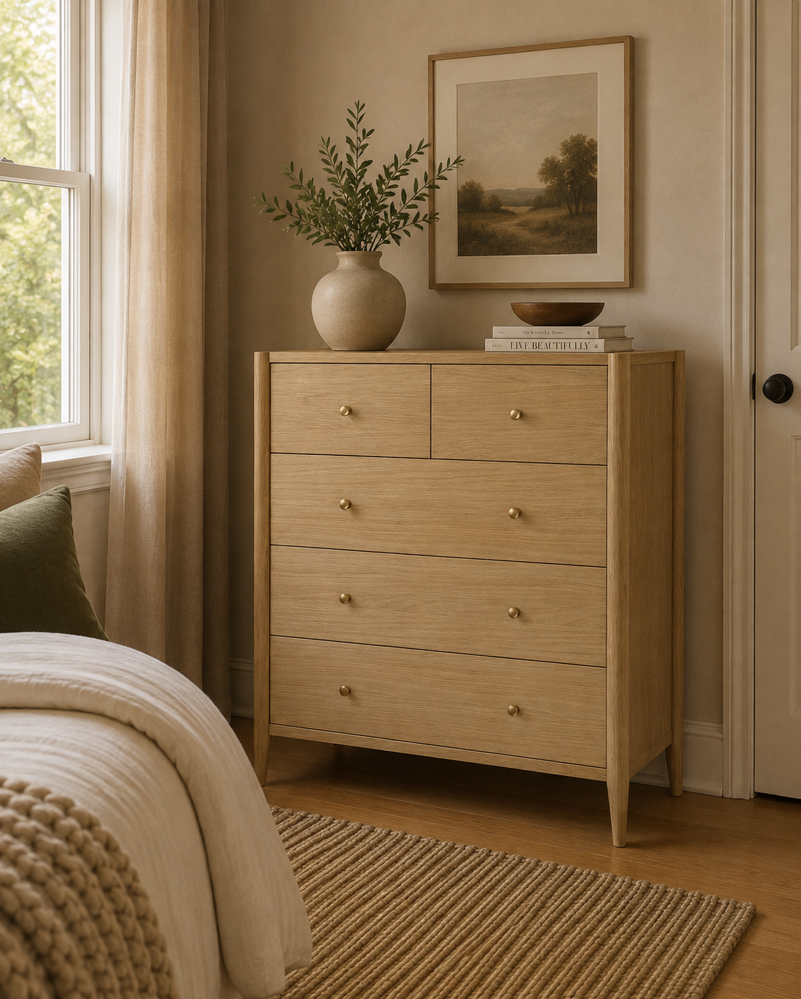Paris Five Drawer Chest - Light Oak