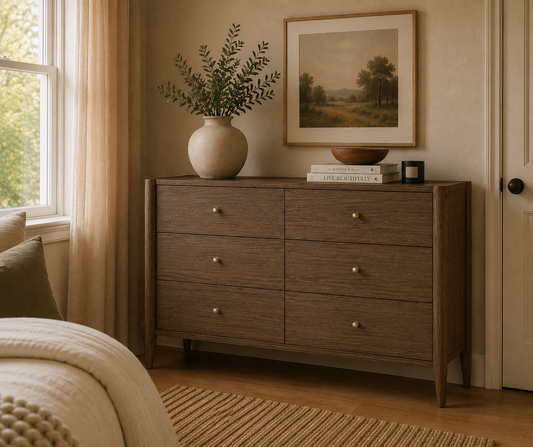 Paris Six Drawer Chest - Dark Oak