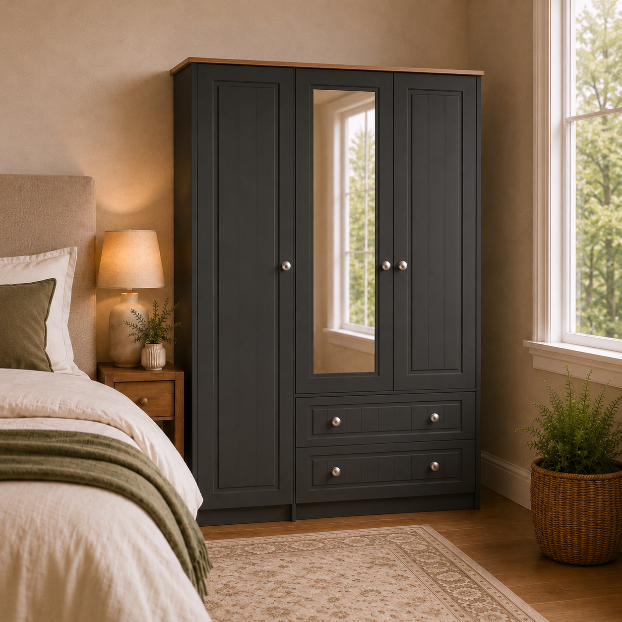 Eden Triple Wardrobe With Drawers (Colour & Handle Options)