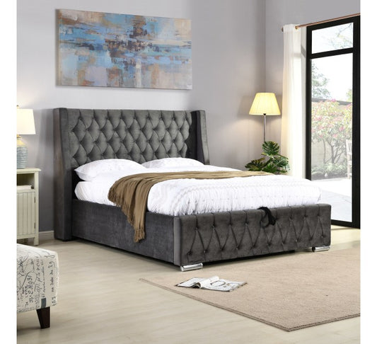 Alice Ottoman Bedframe - Dark Grey